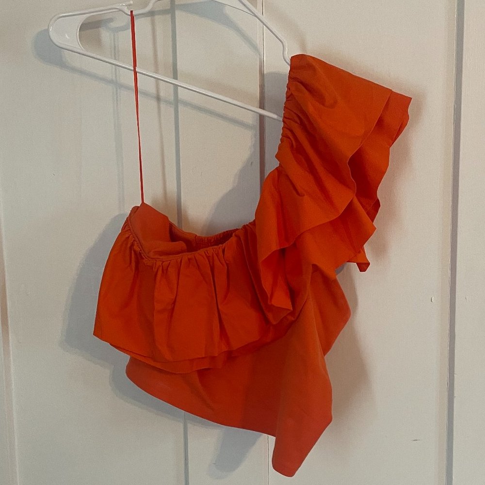 Off the Shoulder Orange Cropped Shirt
